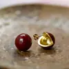 Pendientes de Esmalte Ámbar Rojo Fluidos para Caras Cuadradas y Redondas, Pinzas Versátiles para Orejas Que Realzan el Tez, Adecuados Tanto para Orejas Perforadas como No Perforadas