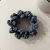 Anillo para el pelo de felpa coreano ancho y audaz color azul aciano, cuerda para coleta alta, no daña el pelo, cuerda para la cabeza de alta elasticidad