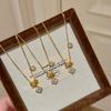 Colar com Passepartout Vintage de Luxo Leve Estilo Francês Pulseira Explosiva Elástica de Trevo de Quatro Folhas Pulseira com Anel de Floco de Neve com Brilho de Diamante