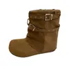 Vestido emagrecedor, botas outono e inverno para mulheres, estilo retrô com salto oculto, sola macia, detalhe de fivela, botas estilo Birkenstock, nova coleção 2026