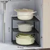 Estante de Almacenamiento de Ollas Multicapa para Cocina, Estante de Ollas en Niveles Dentro del Gabinete, Estante de Almacenamiento Multifuncional para Fregadero del Hogar