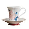 Conjunto de pires e xícara de café com peônia dourada pintado à mão de fábrica para mulheres, caneca de alta qualidade, xícara de cerâmica de alto valor, xícara de água