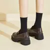 Zapatos JK británicos estilo universitario, que aumentan la altura, nuevos para otoño 2026, mocasines de tacón alto y suela gruesa, zapatos de vestir sencillos para mujer, zapatos de plataforma de cuero
