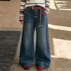 Conjunto de Dos Piezas para Niñas Otoño: Cárdigan de Punto Rayado y Jeans, Nuevo Estilo 2026, Conjunto de Pantalones de Pierna Ancha de Cintura Alta para Niños Medianos y Grandes