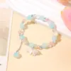 Pulsera Galaxia Brumosa Margarita Minimalista Hielo Triturado Estrella Luna Piedra Lunar Imitación Pulsera de Perlas Joyería para Mujer