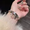 Pulsera de Cristal con Forma de Corazón y Goteo de Aceite de Libélula Incrustada de Diamantes Estilo Lujo Ligero Europeo y Americano, Pulsera Exquisita y Dulce, Joyería de Gama Alta de Nicho