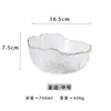 Bol para Ensalada, Plato para Frutas, Mesa de Café para Sala de Estar en Casa, Bol de Vidrio Irregular con Borde Dorado, Plato de Lujo Ligero, Set de Bocadillos, Vajilla
