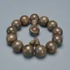Pulsera Natural Yin Hundimiento Seda Dorada Nanmu 108 Pulsera de Material Verde Ébano Cuentas de Buda Sándalo Cuentas de Rosario Pulsera para Hombres y Mujeres Agarrar