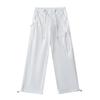 Novedad primavera y verano 2024 ins Europa y Estados Unidos pantalones holgados de personalidad con cordón diseño color liso simples de pierna recta mono