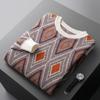 Suéter puro de otoño e invierno para hombre, nuevo, grueso, de manga larga, estilo vintage jacquard, de moda, camisa de base de punto simple.
