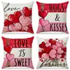 Funda de Almohada Forma de Corazón para San Valentín Juego de 4 Piezas Funda de Cojín para Sofá Estampada de Lino Sintético Muebles Suaves para Sala de Estar Funda de Almohada Venta al por Mayor
