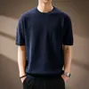 Camiseta de punto de manga corta con textura de burbujas 3D para hombre, nuevo estilo de verano 2026, camiseta holgada de manga corta con cuello redondo para hombre