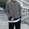 Sudadera a Rayas MYQ para Hombre Suelta de Cuello Redondo Jersey Otoño Nueva Moda Coreana Juvenil Versátil Casual Chaqueta