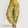 Pantalonas Casuais Versáteis de Moda Estilo Novo Europeu e Americano Transfronteiriço com Estampa Digital 3D Algodão Puro Estampado Diretamente Pantalonas Thai Femininas para Primavera e Verão