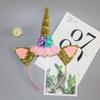Diadema de unicornio para niñas europeas y americanas, banda para el cabello de tela, accesorios para el cabello hechos a mano, diadema de protagonista Pony, decoración para fiesta de cumpleaños
