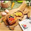 Bandeja de Madera de Acacia Dibujos Animados Transfronteriza Bandeja de Madera Cocina Casera Plato de Madera para la Cena Bandeja de Madera para Snacks y Frutas con Forma de Conejo Madera Maciza