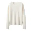 Suéter de Cachemira para Mujer Estilo Casual, Cuello Redondo, Patrón Jacquard Hueco, Suéter de Punto de Manga Larga, Corte Holgado, Cálido para Otoño e Invierno