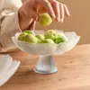 Flor de loto de esmalte de color extremadamente liso plato de frutas de pie alto sala de estar del hogar plato de postre té de la tarde de alta clase plato de té plato de frutas
