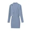 Vestido Camiseta Francés Sexy de Cuello Alto sin Mangas para Mujer Otoño Nuevo Estilo Elegante Adelgazante Bodycon Falda Corta