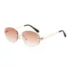 Nuevas Gafas de Sol Ovaladas Sin Marco con Cabeza de Serpiente para Hombres y Mujeres Gafas de Sol Retro Metálicas Europeas y Americanas Transfronterizas 2025 Transfronterizas