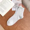 Meias Novas de Verão e Primavera com Borda Bolha Laço de Renda, Meias Curtas Finas Versáteis Estilo College, Meias Vazadas Estilo Ballet Japonês
