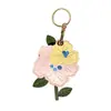 Portatarjetas de Acceso de Cuero Flor de Durazno Caliente Transfronterizo Localizador Estuche Protector Llavero Colgante de Regalo Hebilla de Anillo de Llave