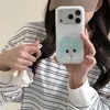 Fundo Branco com Bolinhas e Cabelo Azul, Adequado para Meninas Pequenas, Capa de Celular Anti-Queda Iphone17Promax, Apple 15Pro 15/16