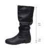 Nuevas Botas Altas hasta la Rodilla con Pliegues y Punta Redonda Tallas Grandes para Mujer Otoño 2026 Suela Plana Cremallera Lateral Transfronteriza Adelgazantes Ligeras Botas Arrugadas