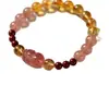 Pulseira Pixiu de Citrino Sintético, Contas de Cinábrio Sintético, Pixiu Retrô, Pulseira de Transferência de Riqueza e Fortuna, Atacado Feminino
