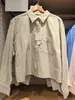 Camisa Casual de Moda Rayada de Manga Larga de Tela Oxford para Mujer Caja Moda Casual Rayas Otoño e Invierno Nuevo Top Corto 483601