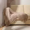 Manta Tejida Nórdica con Borlas para Oficina, Siesta, Aire Acondicionado, Cubierta de Sofá, Chal, Manta Pequeña, Cubre Cama