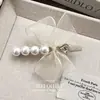 Corea del Sur Malla Texturizada Lazo Perla Pedrería Pin de Pato de Una Palabra Lujo Ligero Chica Dulce Pin Lateral Accesorios para el Cabello