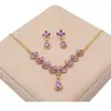 Nuevo collar de amatista de cristal transfronterizo, pendientes, traje, vestido de noche, accesorios, accesorios de novia, sentido de alta gama