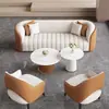 Conjunto Simples e Luxuoso de Sofá Individual e Mesa de Centro para Lazer, Recepção de Hotel, Escritório de Vendas, Mesa e Cadeiras de Reunião, Recepção de Salão de Beleza