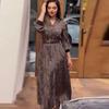 Otoño 2024 nuevo comercio exterior europeo y americano transfronterizo Amazon transfronterizo vestido de mujer de manga larga con estampado de cintura de moda
