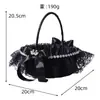 Novo Cesto de Flores Decorativo de Renda Preta Cesta de Flores para Daminha Cesta de Flores de Pétalas Casamento Requintado Laço Pequeno Cesto de Flores Preto