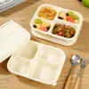Caja de Almuerzo Desechable Biodegradable de Almidón de Maíz con 4 Compartimentos, Caja de Empaque para Llevar de Grado Alimenticio, Adecuada para Uso Doméstico y Apta para Microondas