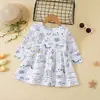 Comercio exterior Primavera y Otoño nuevo vestido para niñas vestido infantil de manga larga estampado vestido de princesa coreana vestido estilo occidental para niña pequeña
