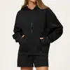 Conjunto de sudadera de estilo europeo y americano para otoño/invierno para mujer, casual y de corte holgado, diseño deportivo, cárdigan con cremallera, grueso y cálido, conjunto de dos piezas