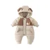Mono de invierno con plumón para bebé niño, para lactantes y niños pequeños, engrosado y de terciopelo, ropa de exterior cálida y casual para gatear que se puede llevar