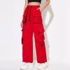 Pantalones Cargo Casuales de Color Sólido de Pierna Ancha con Cintura Alta Elástica y Cordón para Mujer Amazon Comercio Exterior Pg3332
