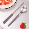 Vajilla mate de acero inoxidable estilo coreano para exteriores, portátil, creativa, sencilla, estilo nórdico, cuchara de mango largo, cuchara para bibimbap, palillos