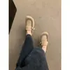 Zapatos peludos sin cordones para mujer, estilo vintage Otoño e Invierno 2025, cálidos y afelpados, Zapatos perezosos tipo Birkenstock