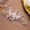 Horquilla de Mariposa Fantasía Popular Europea y Americana de Lujo Ligero con Tocado de Perla Vestido Vestido de Novia Accesorios Laterales Venta al por Mayor