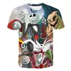 Camiseta Casual de Manga Curta para Adultos e Crianças com Estampa Digital 3D de Halloween Nightmare Jacks Nova Transfronteiriça