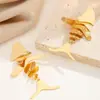 Pendientes Cuadrados Geométricos de Metal Estilo Minimalista Europeo Forma de Gota de Agua para Mujer Pendientes Largos Irregulares Plegados Joyería Transfronteriza