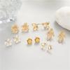 Accesorios de perlas DIY de alto nivel transfronterizos aguja de plata S925 flor de iris aretes cepillados aretes soporte vacío semiterminado