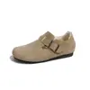 Zapatos Birkenstock de Felpa de Cuero Genuino Aumento de Altura Interior Suela Suave Cómodos Zapatos para Dedo Gordo Botas de Nieve Invierno Nuevo Estilo Añadido Piel Zapatos de Algodón Cálido