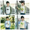 Camiseta de Manga Longa com Estampa de Animal Cartoon para Meninos da Primavera e Outono Novo Estilo para Crianças Pequenas e Médias Algodão Lycra Camiseta Básica de Gola Redonda para Crianças