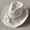 Sombrero de Paja de Concha Estilo Bohemio Verano Playa Estilo Étnico Sombrero Hueco Parasol Protector Solar Sombrero Vaquero Occidental